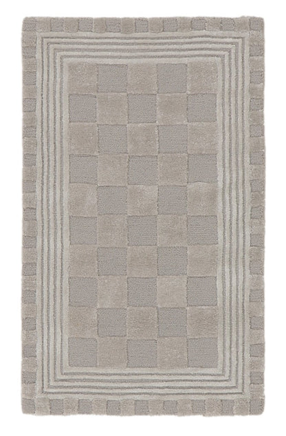 Light Grey Tonal Check 2'3" x 3'9" Rug