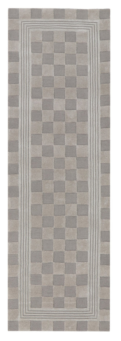 Light Grey Tonal Check 2'6" x 8' Rug