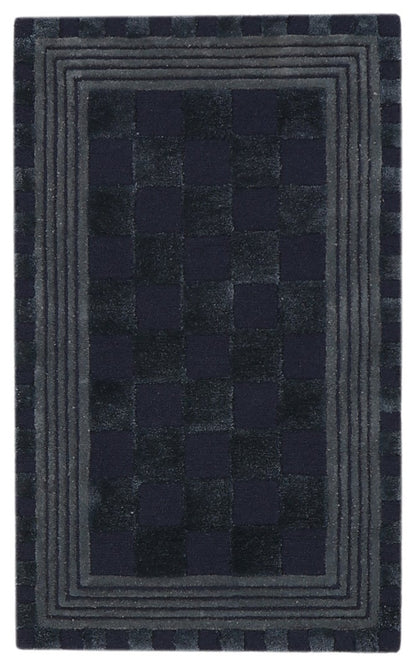 Indigo Blue Tonal Check 2'3" x 3'9" Rug