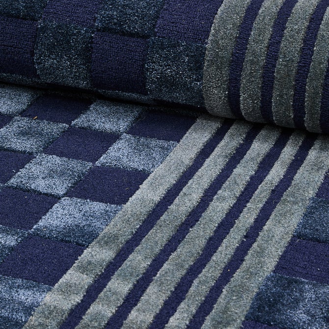 Indigo Blue Tonal Check 3' x 5' Rug
