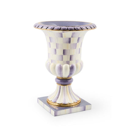 Violet Check Tabletop Pedestal Urn