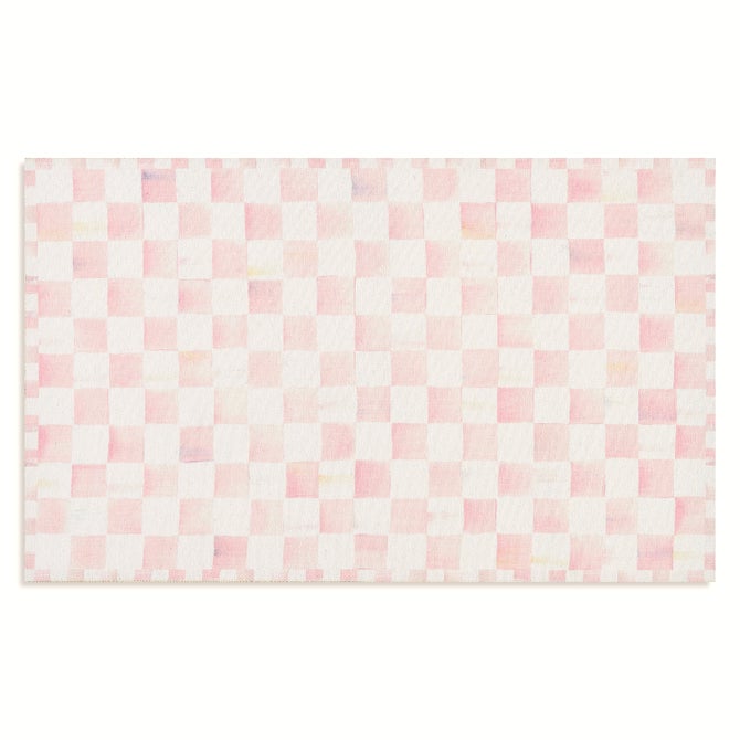 Rosy Checkered 3' x 5' Washable Rug