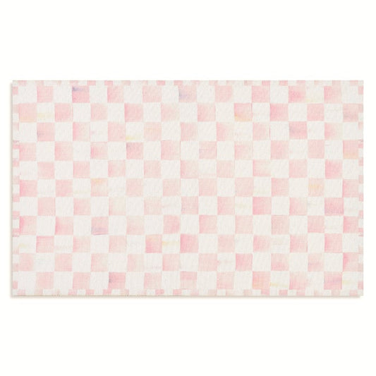 Rosy Checkered 3' x 5' Washable Rug