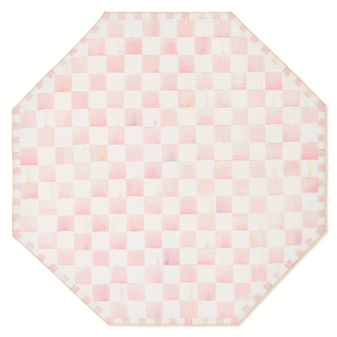 Rosy Checkered 6' Octagon Washable Rug