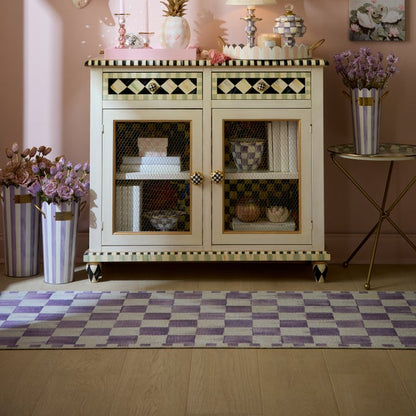 Violet Checkered 3' x 5' Washable Rug