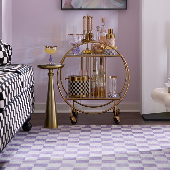 Violet Checkered 8' x 10' Washable Rug