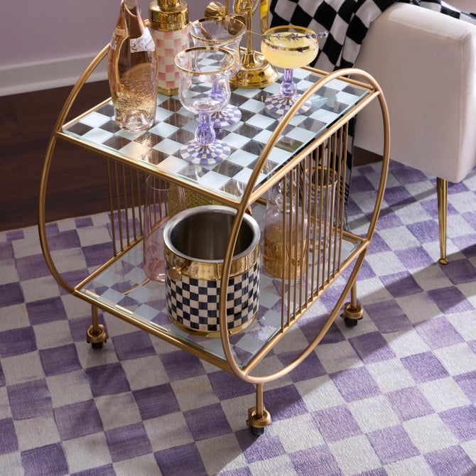 Violet Checkered 8' x 10' Washable Rug