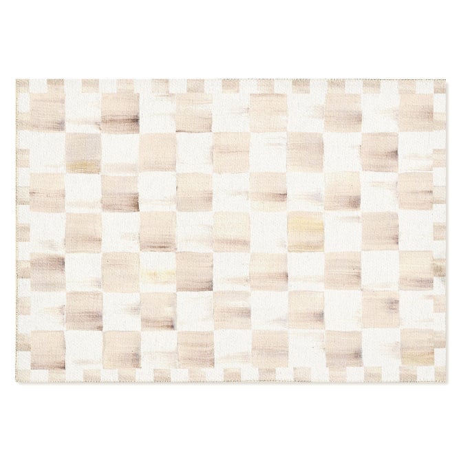 Mocha Checkered 2' x 3' Washable Rug
