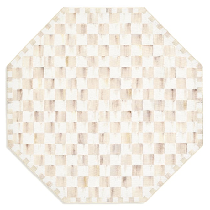 Mocha Checkered 6' Octagon Washable Rug
