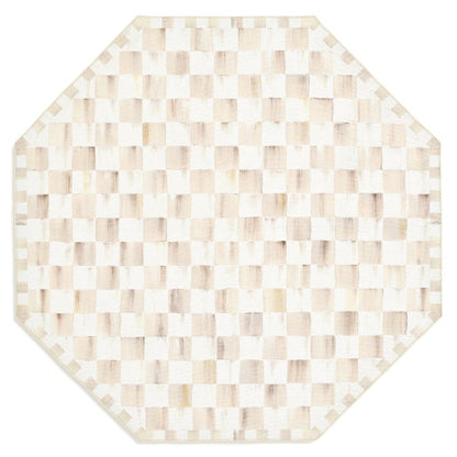 Mocha Checkered 6' Octagon Washable Rug