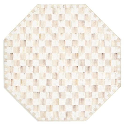 Mocha Checkered 6' Octagon Washable Rug