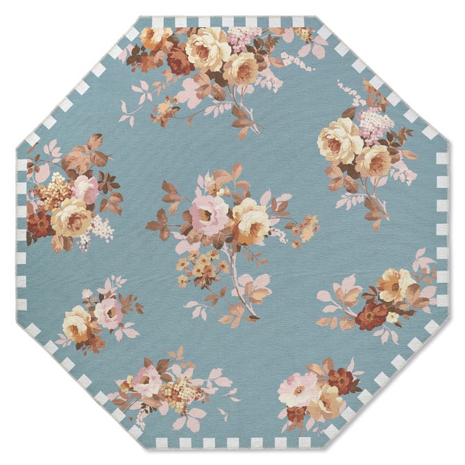 Slate Wild Rose 6' Octagon Washable Rug