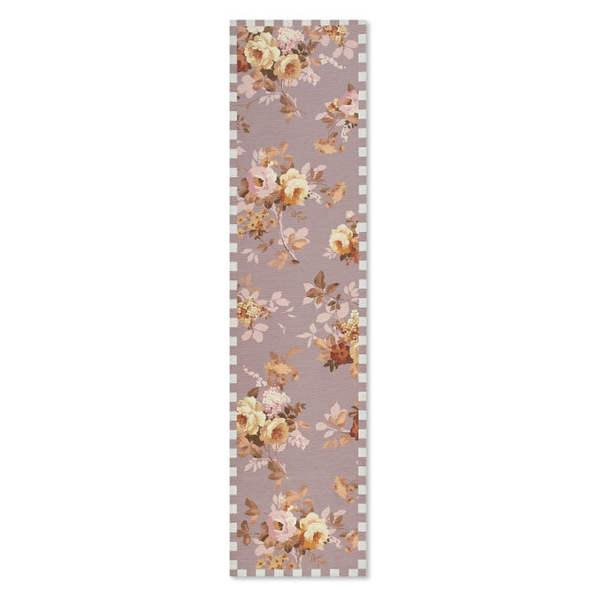 Taupe Wild Rose 2'6" x 10' Washable Runner