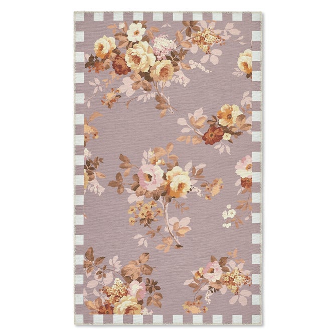 Taupe Wild Rose 3' x 5' Washable Rug