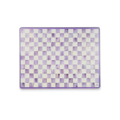 Violet Check Glass Cutting Boards, Set of 2
