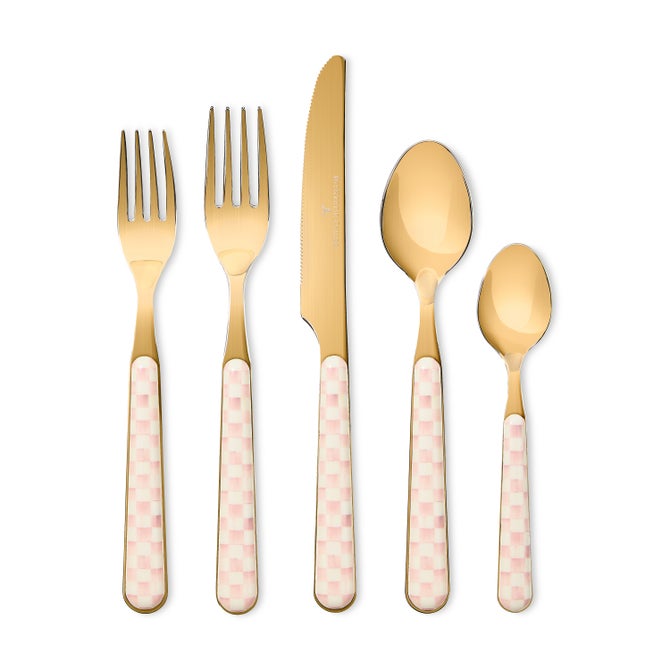 Rosy Check Bistro Flatware 5 Piece Place Setting