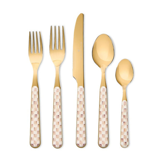 Mocha Check Bistro Flatware 5 Piece Place Setting