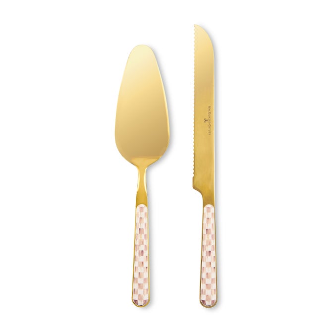 Mocha Check Bistro Cake Serving Set