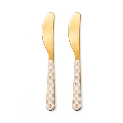 Mocha Check Bistro Spreaders, Set of 2