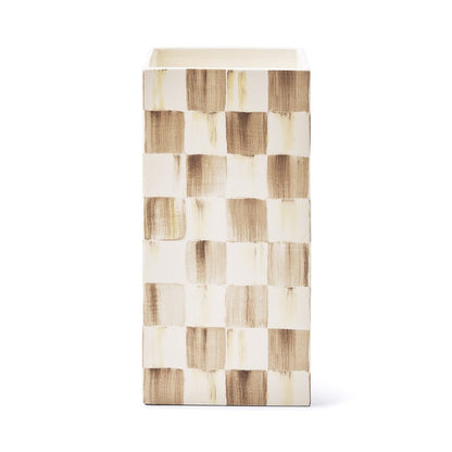 Mocha Check Pillar Vase