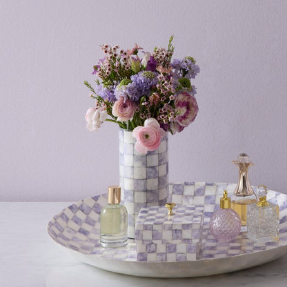Violet Check Capiz Small Vase