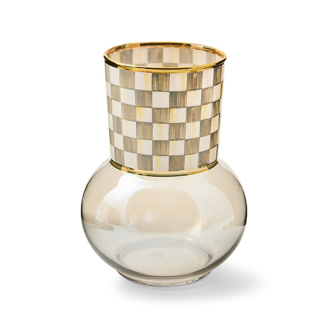 Sterling Check Glass Vase