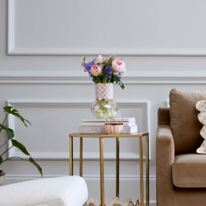 Rosy Check Glass Vase