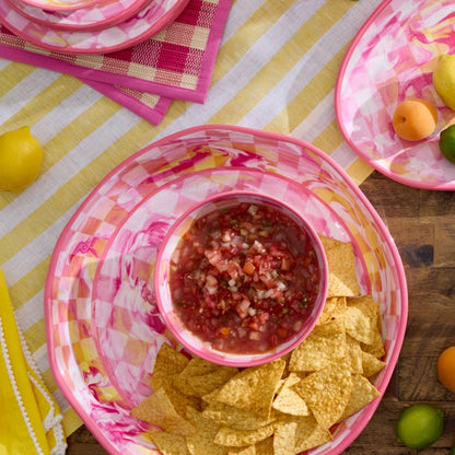 Pink Marble Check Melamine Large Platter