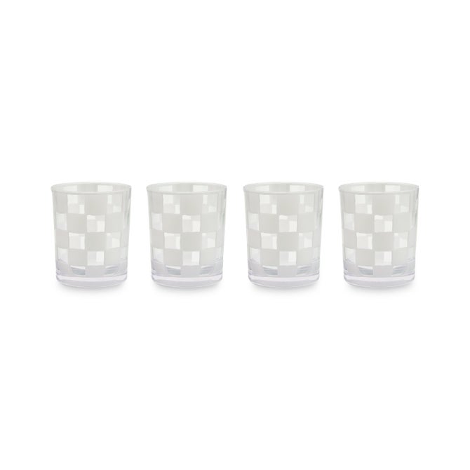 White Check Acrylic Tumblers, Set of 4