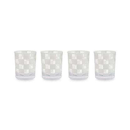 White Check Acrylic Tumblers, Set of 4