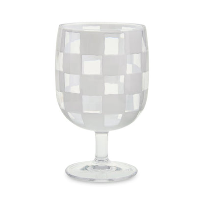 White Check Acrylic Water Goblets, Set of 4