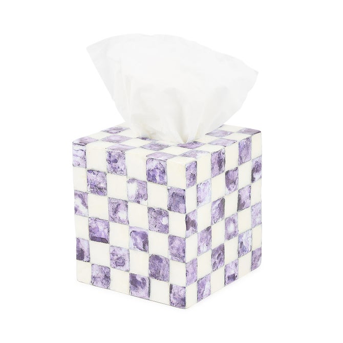 Violet Check Capiz Boutique Tissue Box Cover