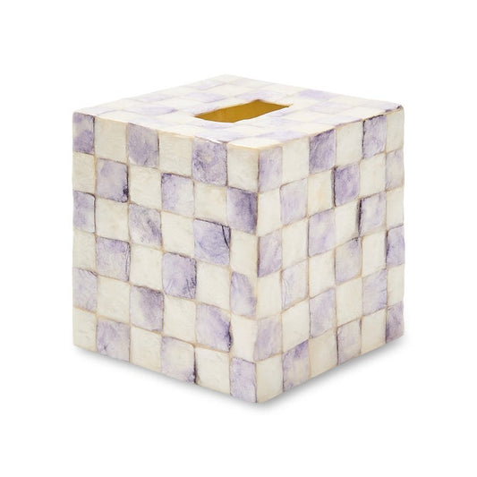 Violet Check Capiz Boutique Tissue Box Cover