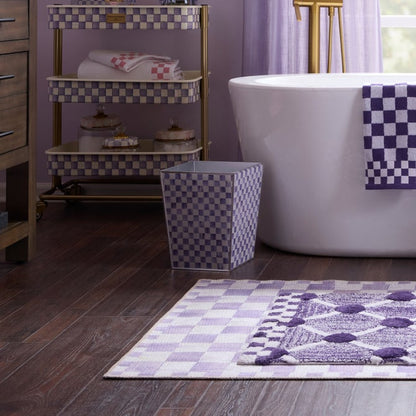 Violet Check Glass Waste Bin
