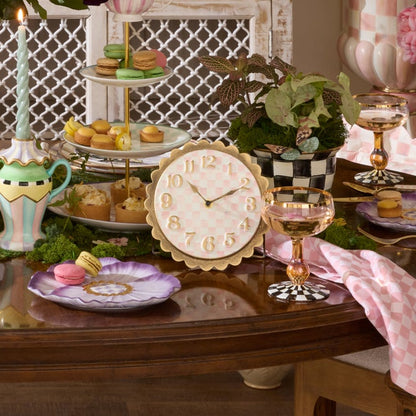Rosy Check Scalloped Desk Clock