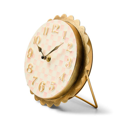 Rosy Check Scalloped Desk Clock