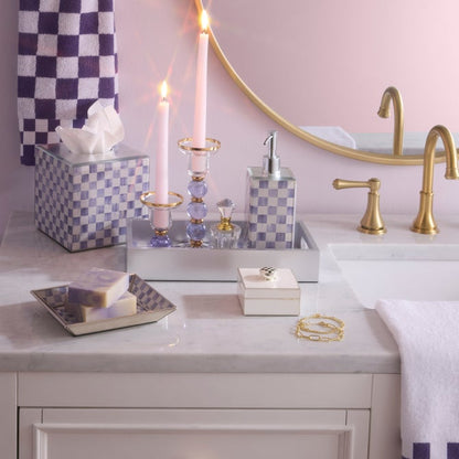 Violet Check Glass Vanity Tray