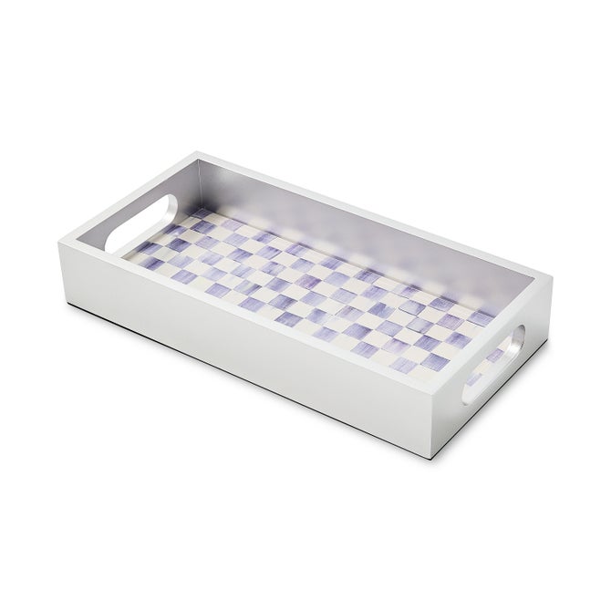 Violet Check Glass Vanity Tray
