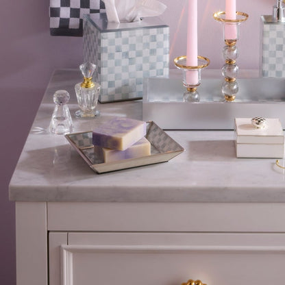 Sterling Check Small Glass Tray