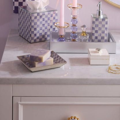 Violet Check Small Glass Tray