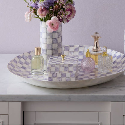 Violet Check Capiz Scalloped Box
