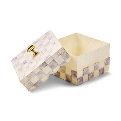 Violet Check Capiz Scalloped Box