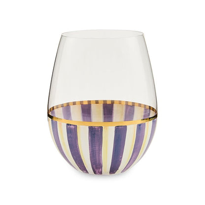 Violet Stripe Stemless Wine Glass