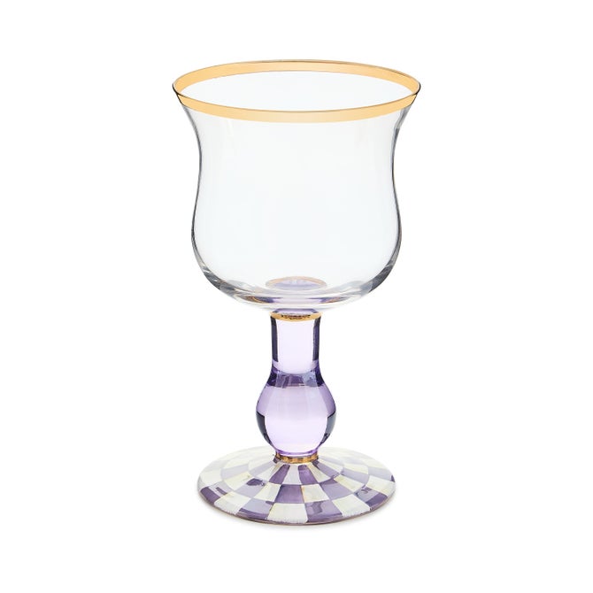 Violet Check Wine Glass