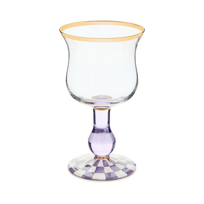 Violet Check Wine Glass