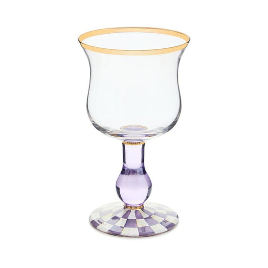 Violet Check Wine Glass