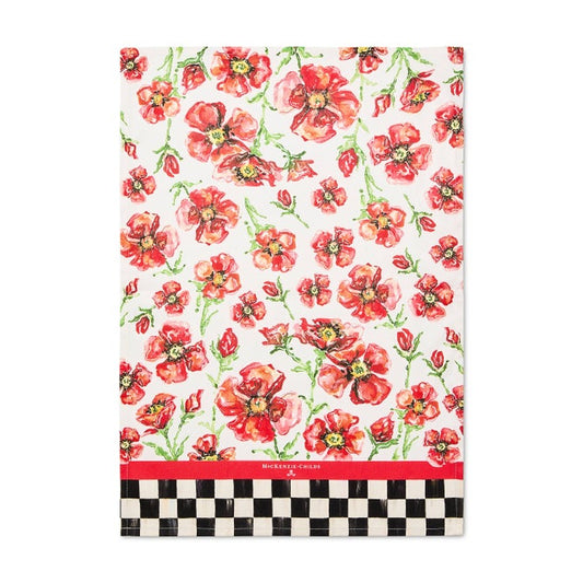 Red Poppies Printed Dish Towel