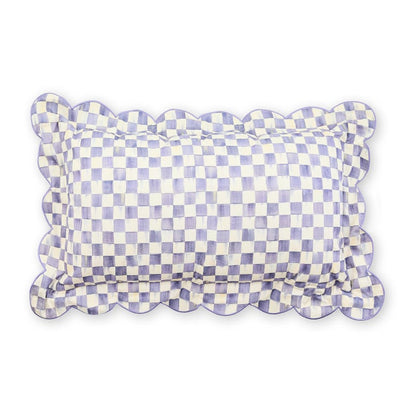 Violet Check Reversible Scalloped Lumbar Throw Pillow