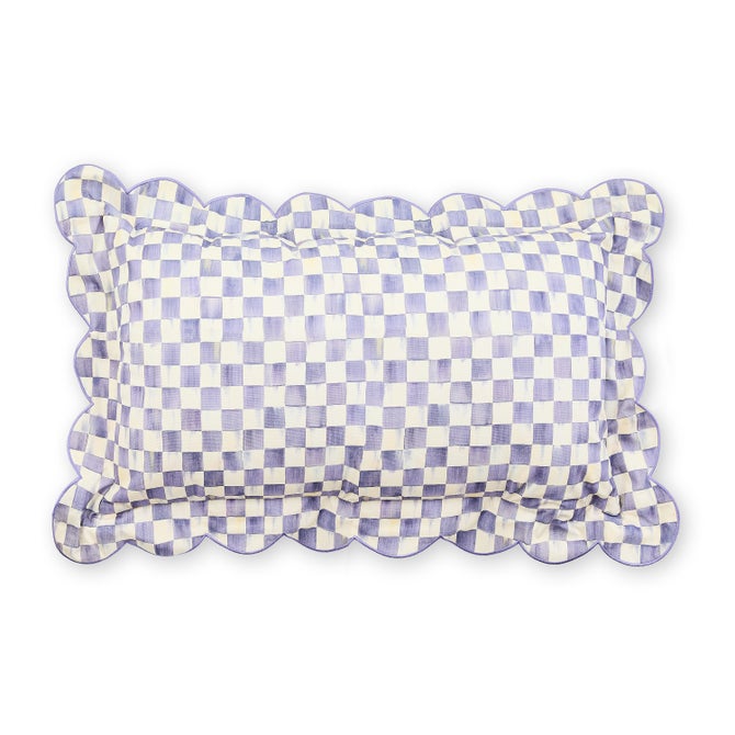 Violet Check Reversible Scalloped Throw Pillow