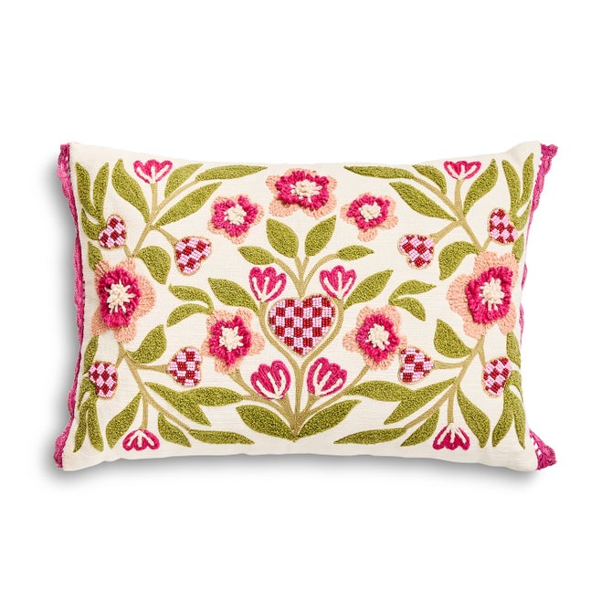 Check Hearts Lumbar Throw Pillow